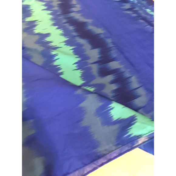 Anne & Ava Blue Rectangle Pointed End Scarf Tassels Silver Tone Bead 74 X 18" - Picture 2 of 6